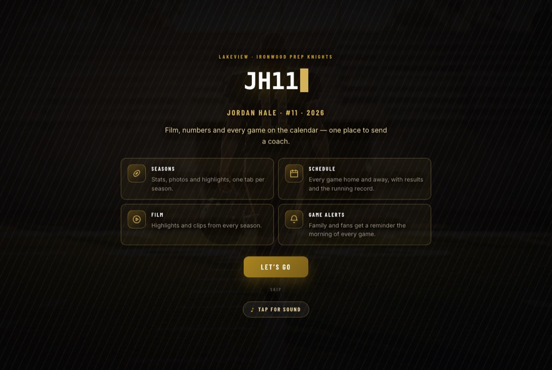 Jordan Hale demo athlete site