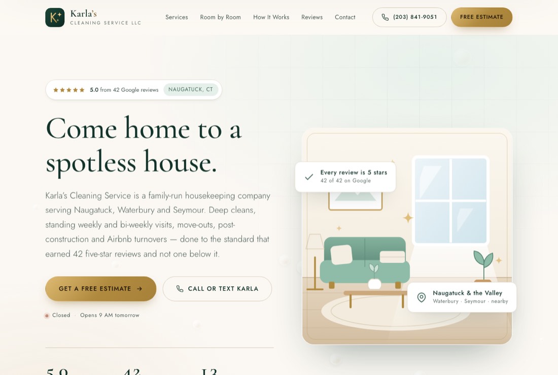 Home cleaning service homepage
