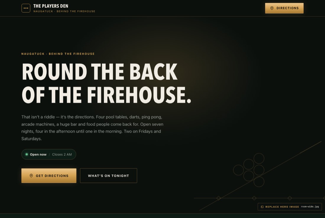 Billiards bar homepage