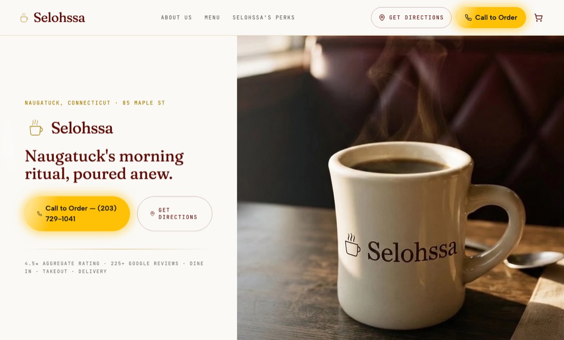 Breakfast and lunch diner homepage