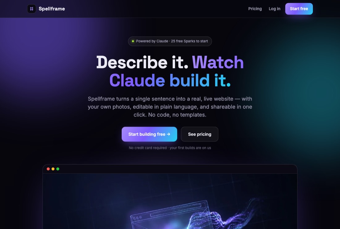 Spellframe homepage